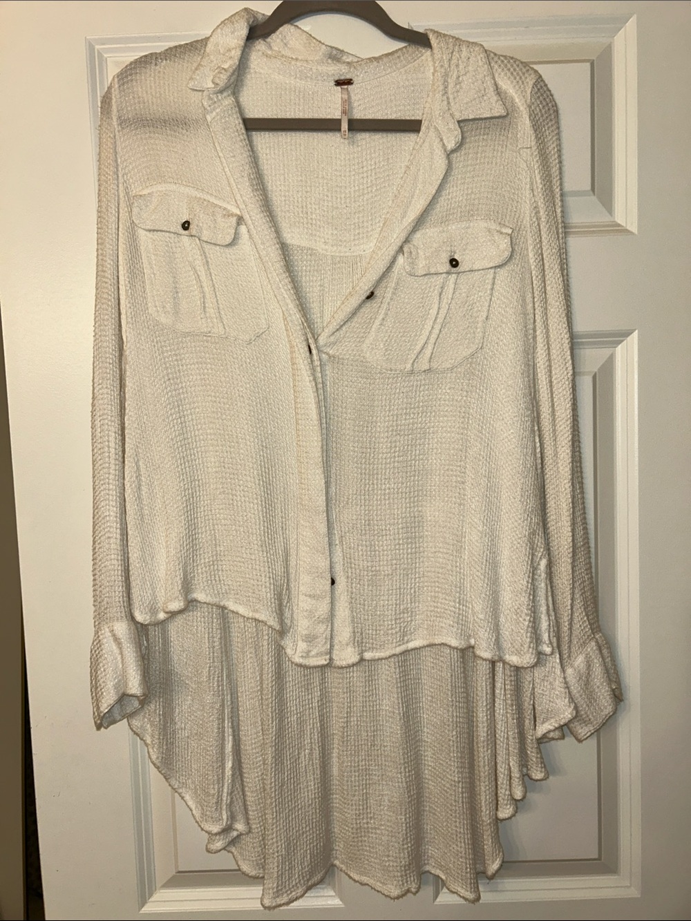 Free People Waffle-Knit Button Down